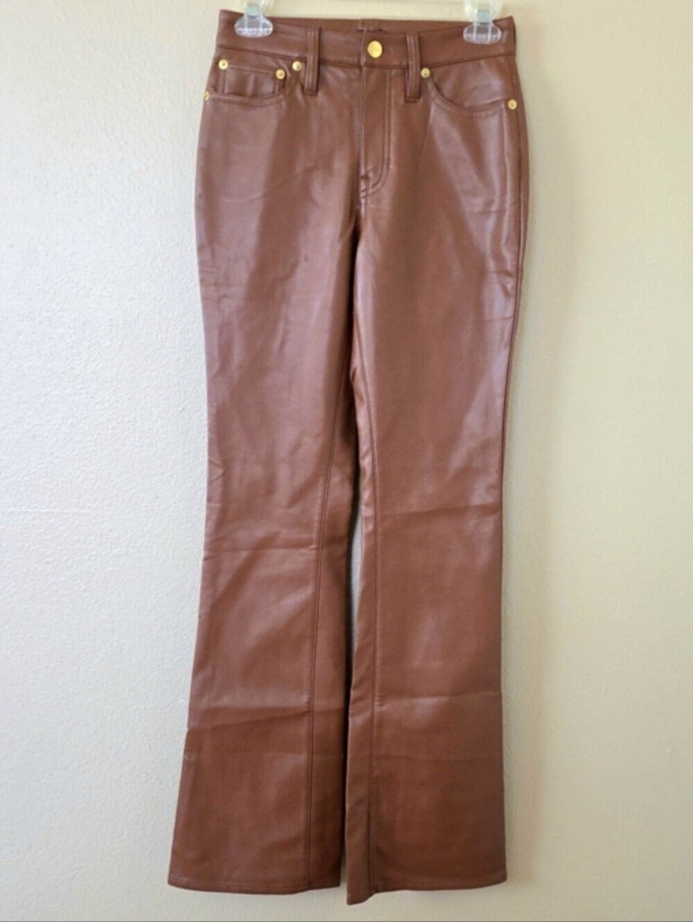 J. Crew Womens Brown Flare Leg Faux Leather Pants - Size 24